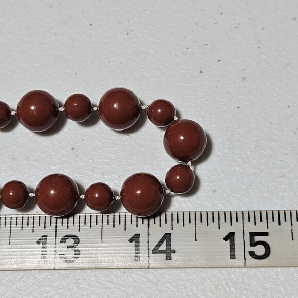 Vintage Brown Beaded Necklace Retro Minimalist Classic Fashion Jewelry Women - Picture 5 of 5